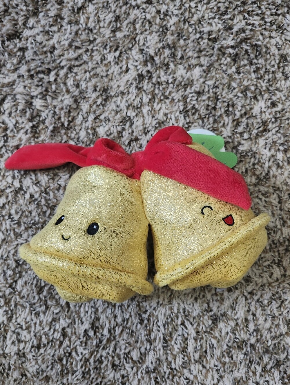 Gigglescape Gold Holiday Jingle Bell Plush Pair with Red Bow